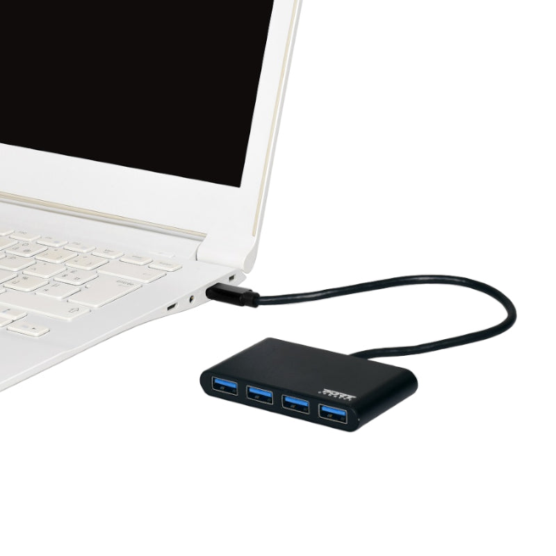 Port USB Type-C to 4 x USB3.0 5Gbps 30cm 4 Port Hub – Black Port