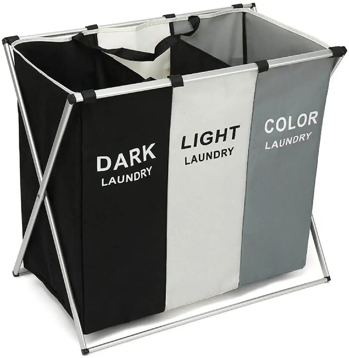 3 Compartment Laundry Hamper Collapsible Aluminium Basket Y.M Techprops