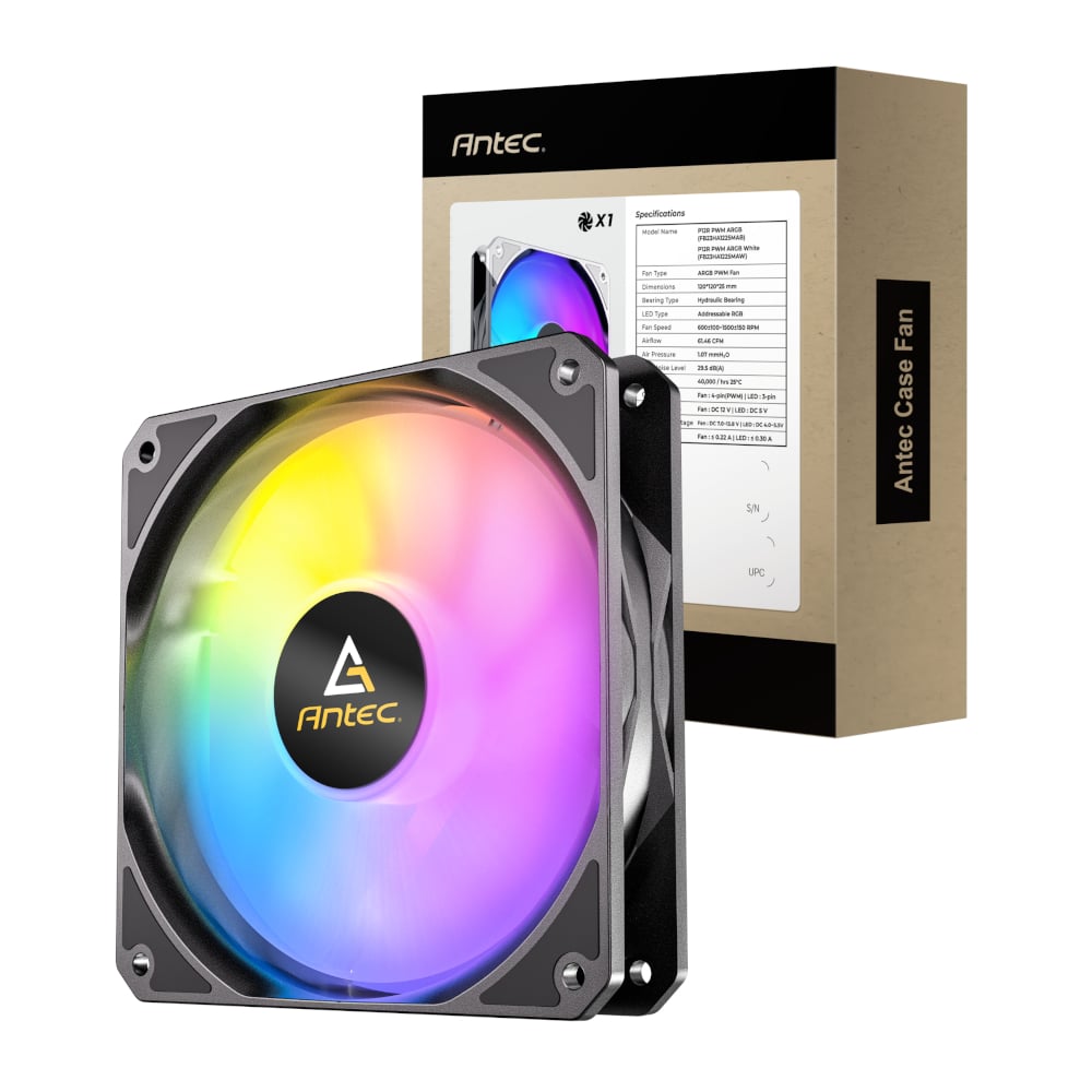 Antec P12 PWM 120mm ARGB Reverse Case Fan – Black Antec