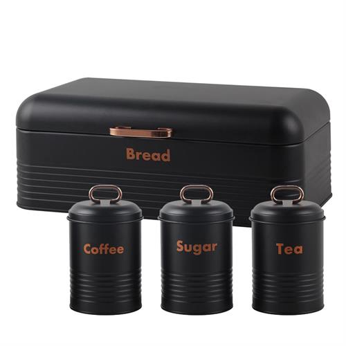 Totally 4pc BreadBin Combo Colour Black & Rose Gold Totally