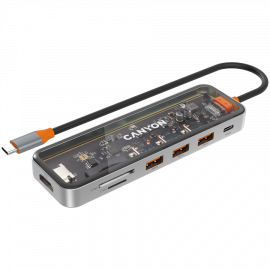 CANYON hub DS-13 7in1 4k USB-C Transparent Space Grey CANYON