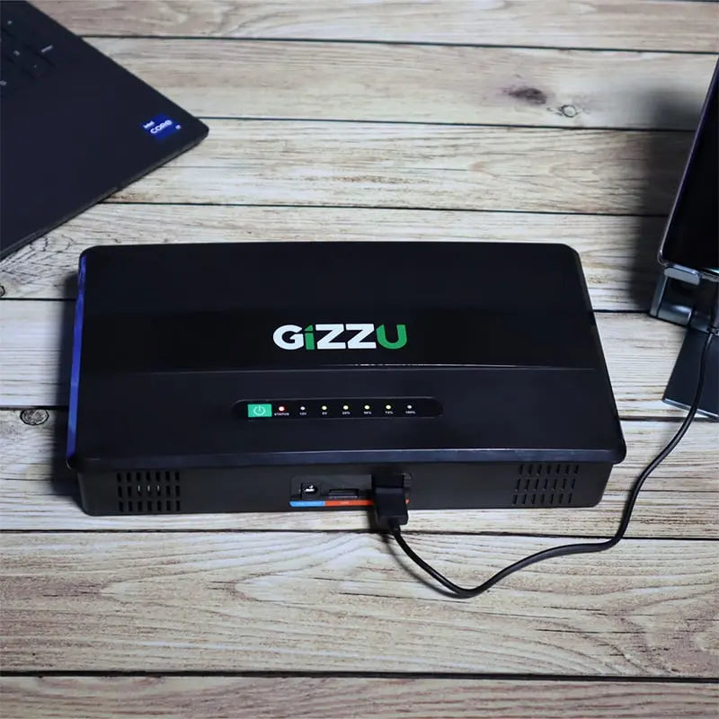 GIZZU 100W 46Wh 14400mAh Mini POE DC UPS LifePO4 – Black GIZZU