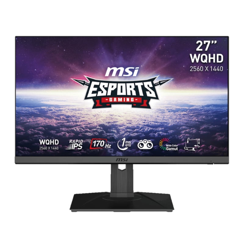 MSI G272QPF 27″ Gaming Monitor 2560 x 1440 (QHD) Rapid IPS 1ms 170Hz G-Sync Compatible HDR Ready HDMI Displayport Tilt Swivel Height Adjustable Pivot MSI