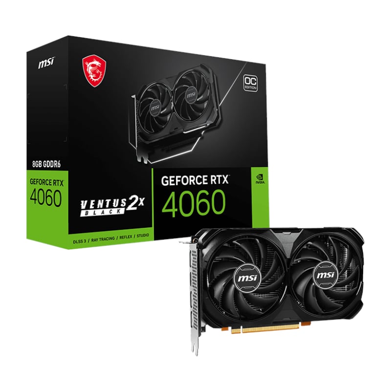 MSI Nvidia GeForce RTX 4060 Ventus 2x Black 8G GDDR6X 128-BIT Graphics Card MSI