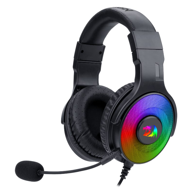 REDRAGON Over-Ear PANDORA USB (Power Only)|Aux (Mic & Headset) RGB Gaming Headset – Black Redragon