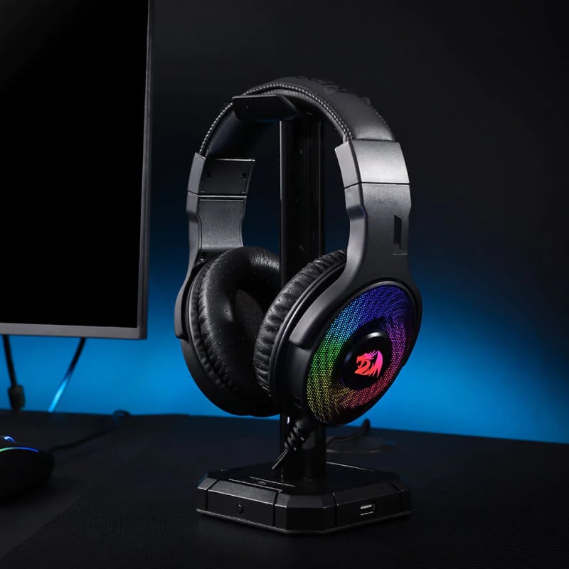 REDRAGON Over-Ear PANDORA USB (Power Only)|Aux (Mic & Headset) RGB Gaming Headset – Black Redragon