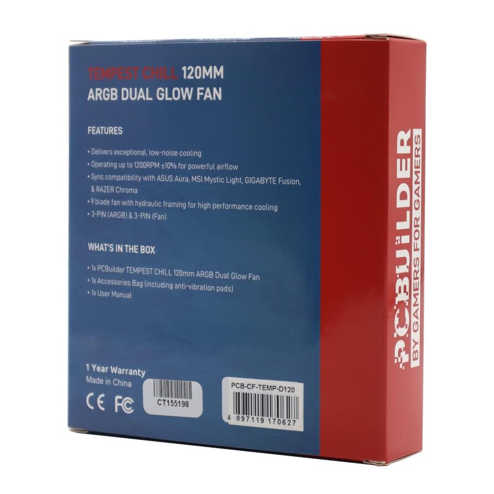 PCBuilder Tempest Chill 120MM ARGB Dual Glow Fan PCBuilder
