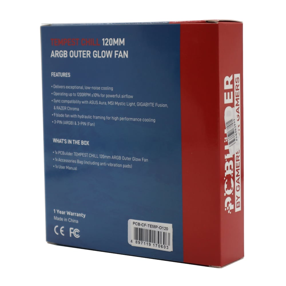 PCBuilder Tempest Chill 120MM ARGB Outer Glow Fan PCBuilder
