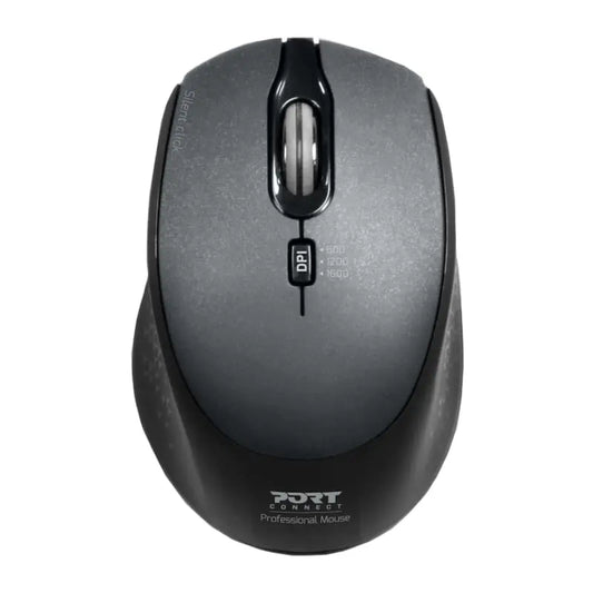 Port Wireless Silent 3600DPI 3 Button USB and Type-C Dongle Mouse – Black Port