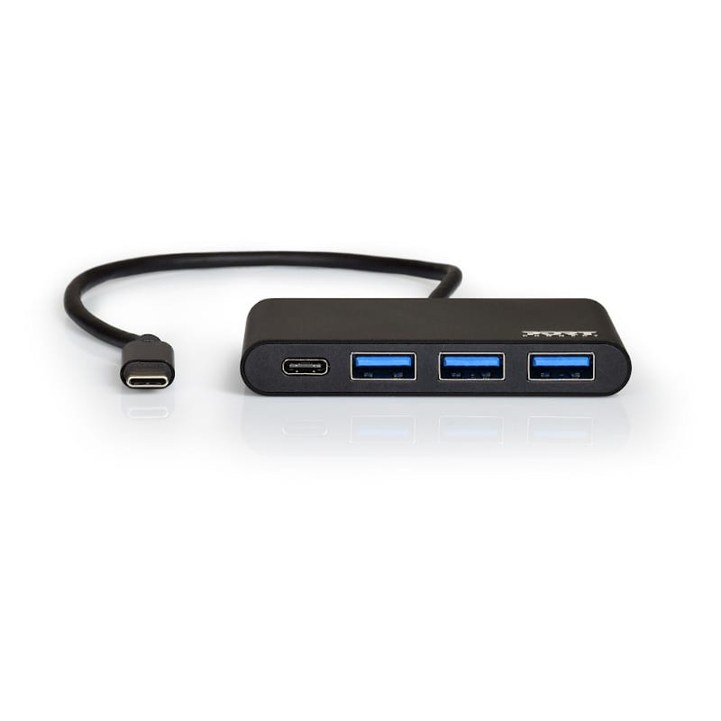 Port USB Type-C to 3 x USB3.0 and 1 x Type-C PD 30cm 4 Port Hub – Black Port