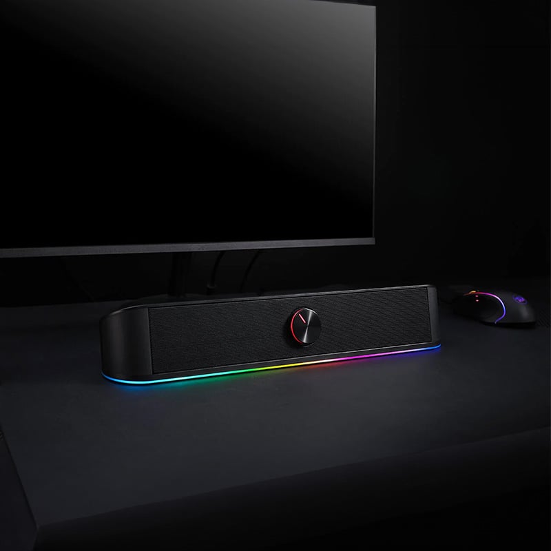 REDRAGON 2.0 Sound Bar ADIEMUS 2 x 3W RGB USB|Aux PC Gaming Speaker – Black Redragon