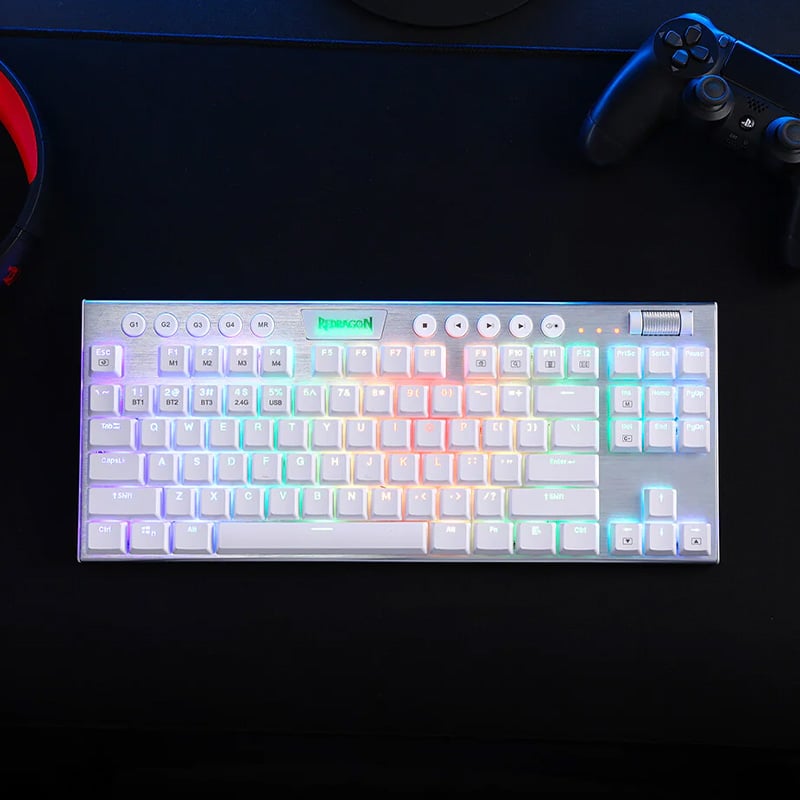 REDRAGON HORUS 87KEY RGB LED SUPER-SLIM ALU FRAME – White