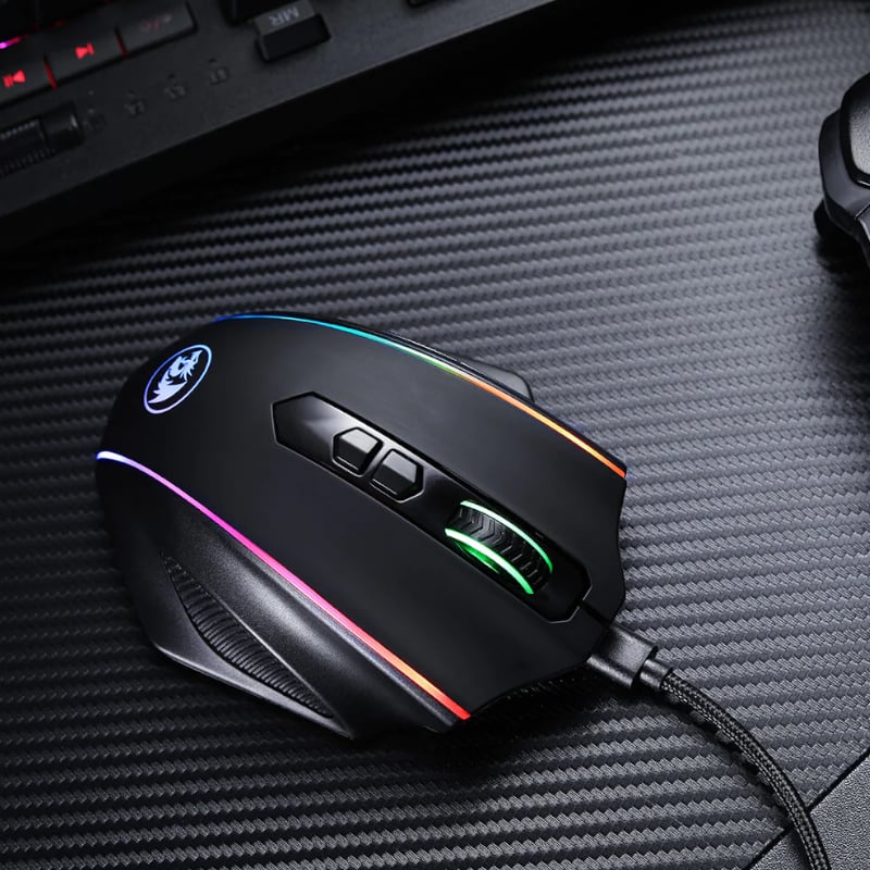 REDRAGON VAMPIRE ELITE Wireless 16000DPI|8 Button|Ergonomic Design|P3335 Optical Sensor|Type-C Cable|RGB Backlit Gaming Mouse – Black