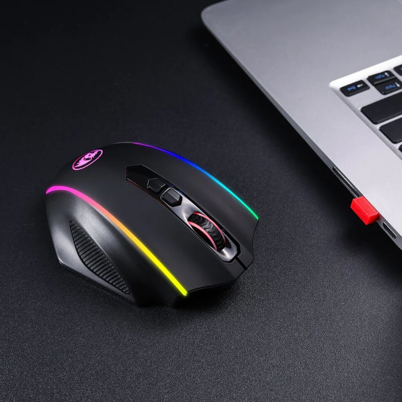 REDRAGON VAMPIRE ELITE Wireless 16000DPI|8 Button|Ergonomic Design|P3335 Optical Sensor|Type-C Cable|RGB Backlit Gaming Mouse – Black