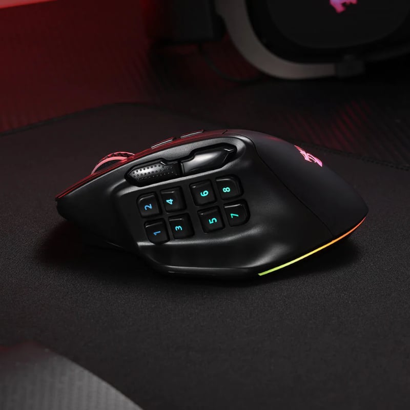 REDRAGON Aatrox Wireless 6200DP RGB MMO Gaming Mouse – Black