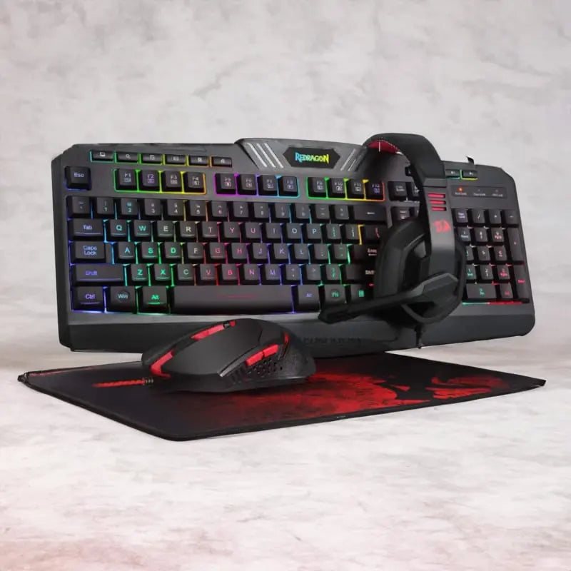 REDRAGON 4IN1 Gaming Combo Mouse|Mouse Pad|Headset|Keyboard Y.M Techprops