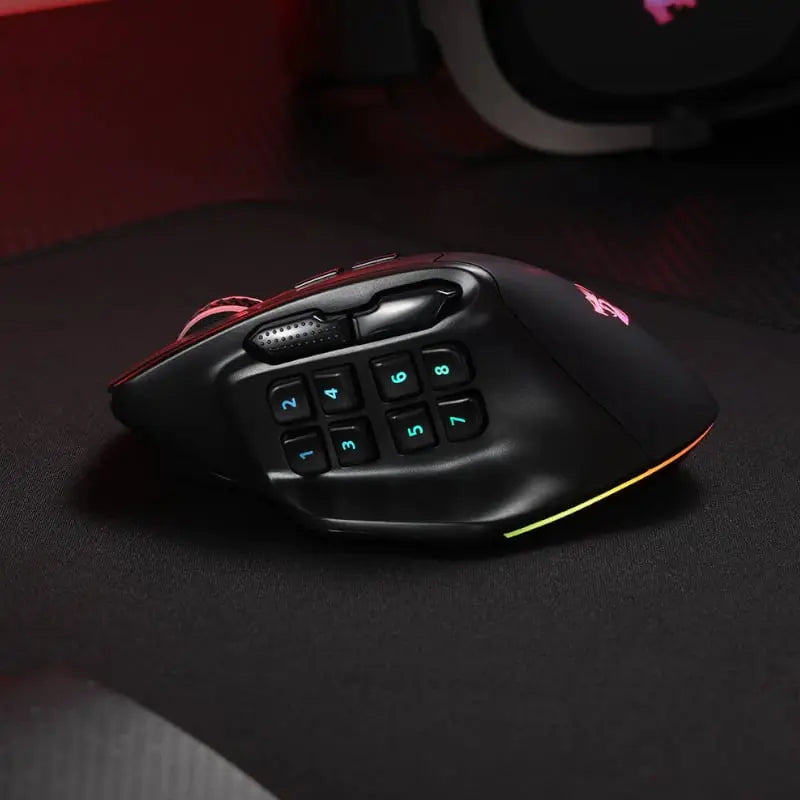 REDRAGON Aatrox Wireless 6200DP RGB MMO Gaming Mouse – Black Y.M Techprops