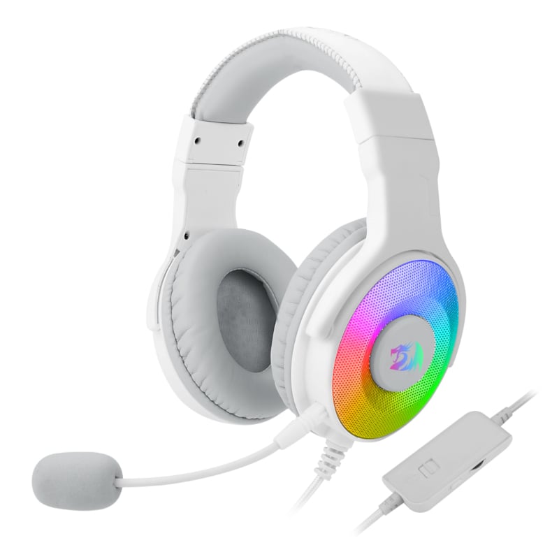 REDRAGON Over-Ear PANDORA USB (Power Only)|Aux (Mic & Headset) RGB Gaming Headset – White Redragon