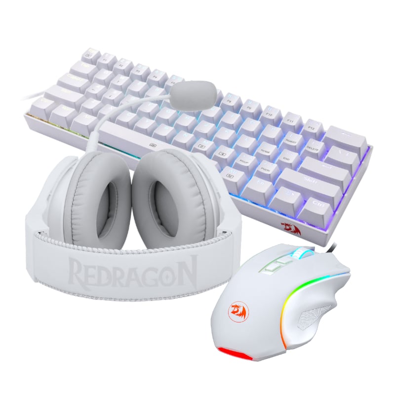 REDRAGON 3IN1 MS|HS|KB WIRED COMBO – WHITE Redragon