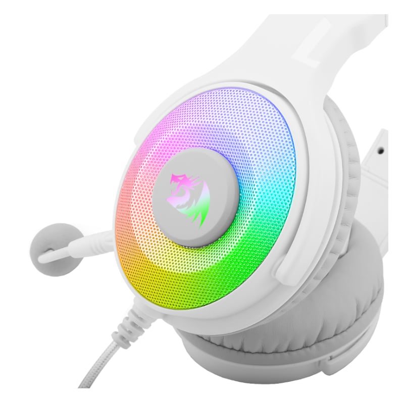 REDRAGON Over-Ear PANDORA USB (Power Only)|Aux (Mic & Headset) RGB Gaming Headset – White Redragon