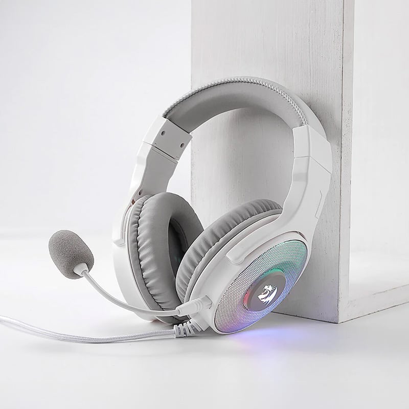 REDRAGON Over-Ear PANDORA USB (Power Only)|Aux (Mic & Headset) RGB Gaming Headset – White Redragon