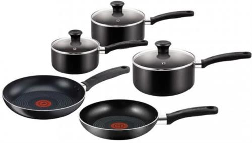 Tefal Essential 8 Piece Non Stick Set Black Tefal