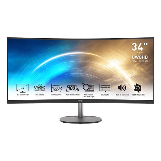 MSI PRO MP341CQ 34″ VA Ultrawide Curved Pro Monitor (1500R, 3440×1440, 1ms, 100Hz)